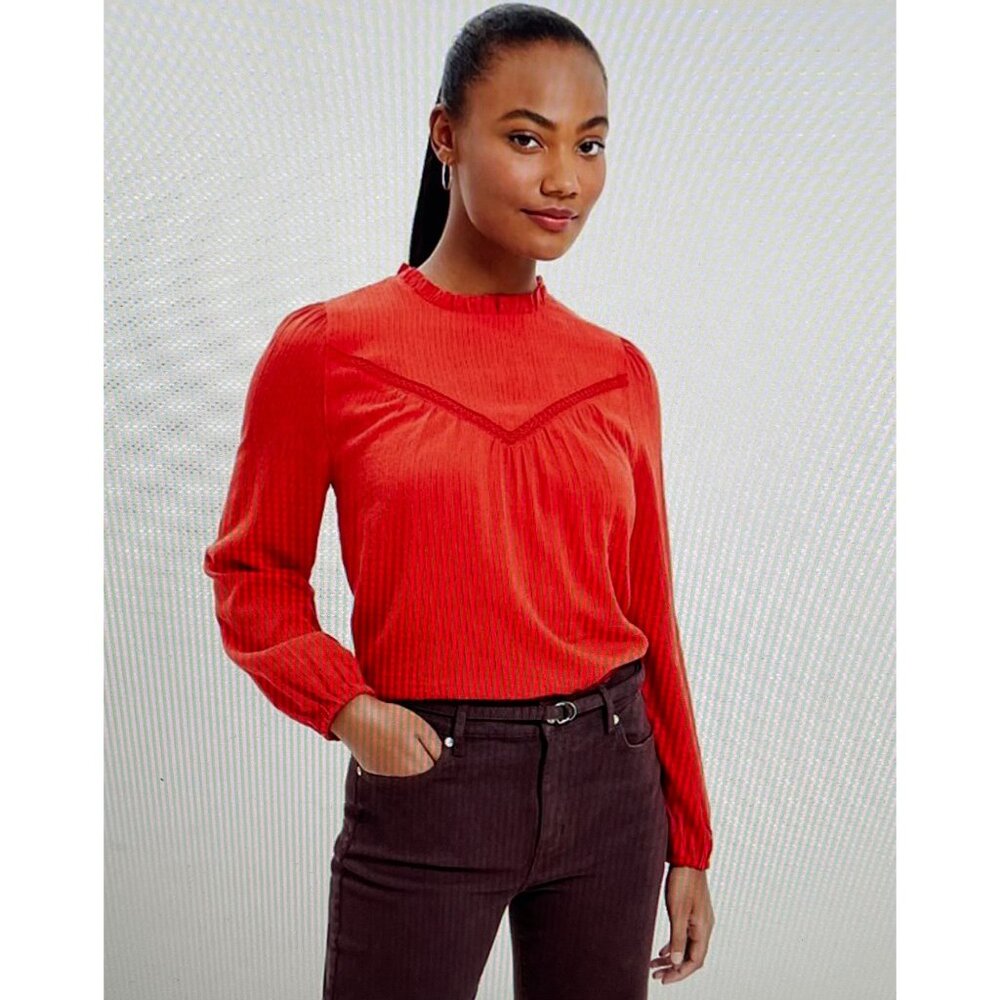 LOFT Womens Red Blouse XL 59% Viscose & Cotton With Button Detail